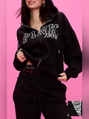PINK 1986 Black Zip Hoodie